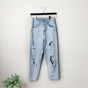 [Wild Fable] Light Wash Distressed High Rise Mom Jeans